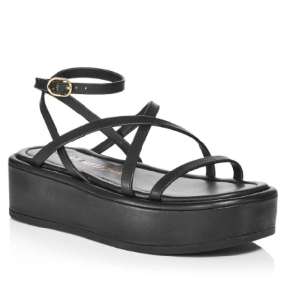 Stuart Weitzman Summerlift Leather Platform Sandals – Black, Size 9 – NWT - Picture 1 of 2